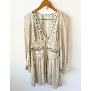 Free People Dress Women's 2 Think I Love You Crochet Macrame Sand Boho